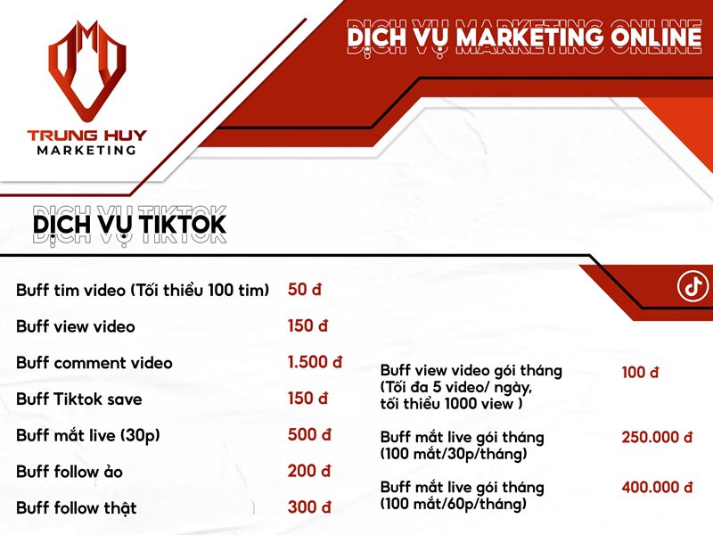 Bảng giá dịch vụ buff tiktok