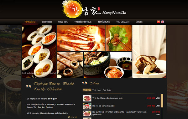 Website cần hiển thị menu và giá cả rõ ràng